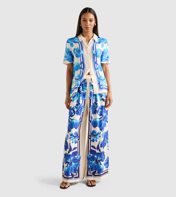 forever new SABINA Printed Satin Wide Leg Pants